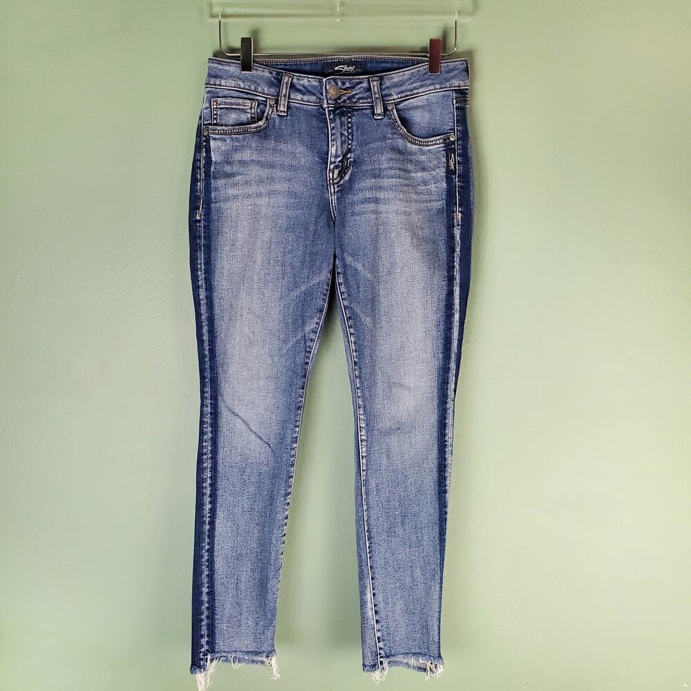 Silver Womens Mid Rise Aiko Ankle Skinny Jeans Side Stripe Size W29 L27